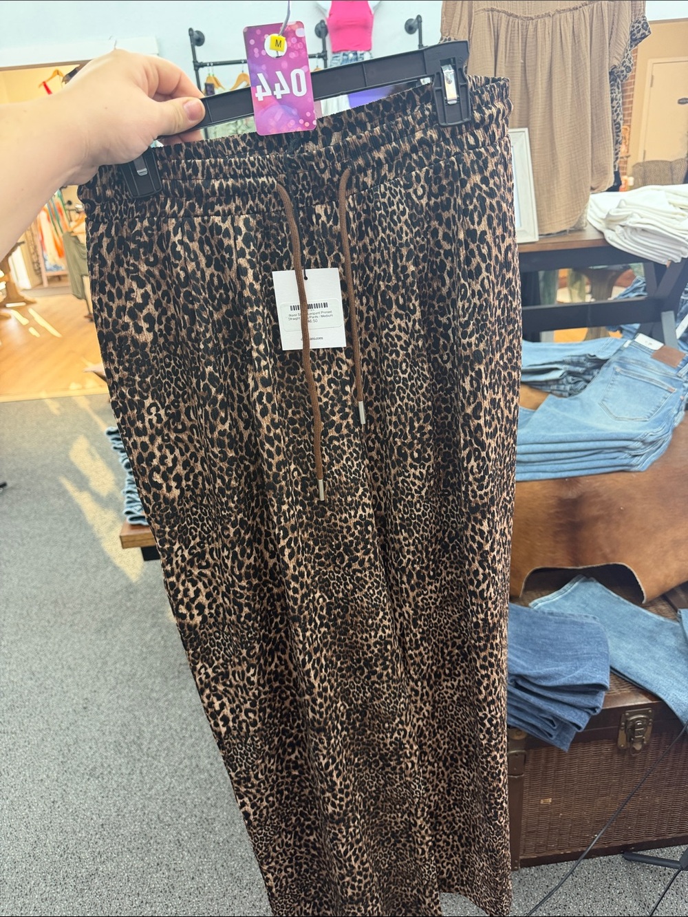 Leopard Print Maxi Skirt with Drawstring Waist
